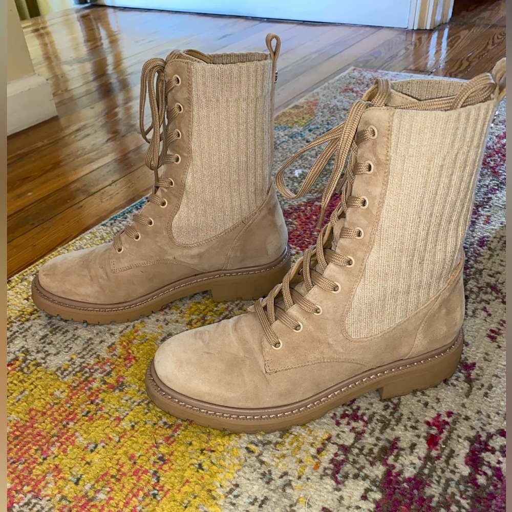 SAM EDELMAN
Lydell Lug Sole Leather & Knit Combat Boots size 7.5